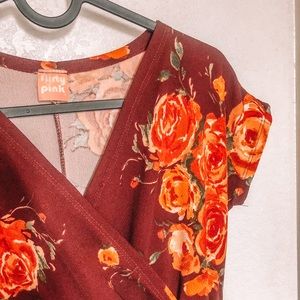 Burgandy floral maternity dress